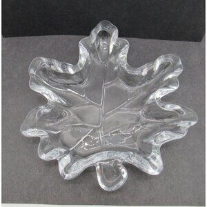 Bowring Maple Leaf Clear Glass Plate Boxed Vintage 9"